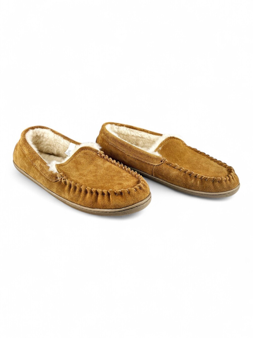 J.Crew Men's Suede Moccasin Slippers Size 9 Faux Shearling